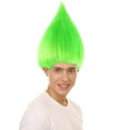 thumbnail image 3 of HPO Teen’s Unisex Neon Green Straight Troll Wig – Cosplay & Halloween Wig with Premium Breathable Capless Cap, 3 of 9