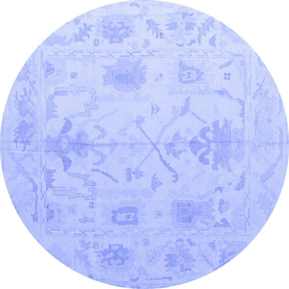 Ahgly Company Indoor Round Oriental Blue Traditional Area Rugs, 3' Round