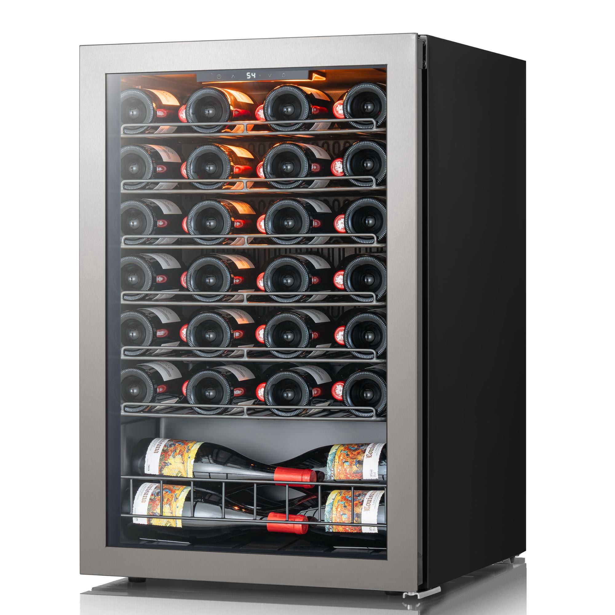 Ca'Lefort Wine Cooler Refrigerator, 4.6 cu.ft. Mini Wine Fridge Freestanding Wine Chiller with Double-Layer Glass Door for Home/Office