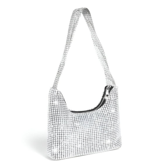 GASTROPOD Women'S Rhinestone Sparkly Evening Clutch Handbag, Silver Purse for Women Dressy
