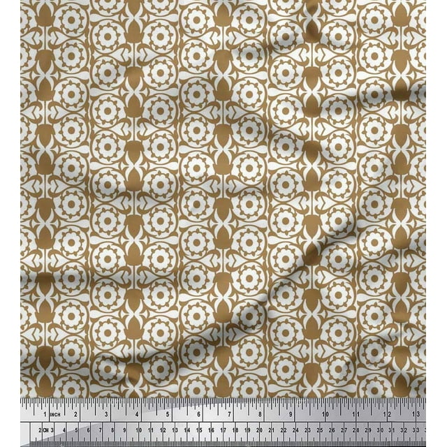 Soimoi Rayon Fabric Leaves & Floral Artistic Decor Fabric Printed Yard 42 Inch Wide