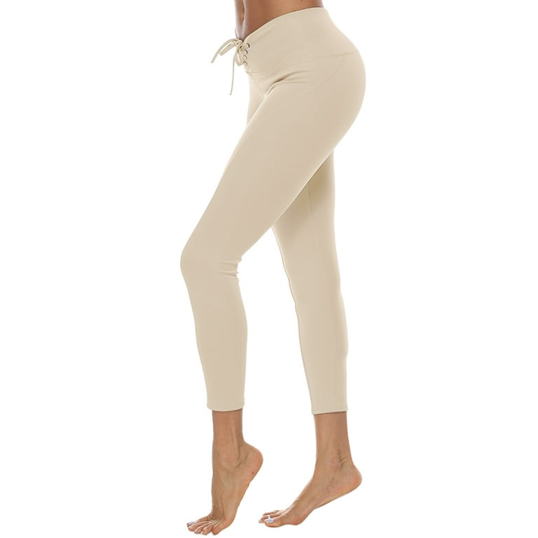 HAPIMO Sales Women's Drawstring Yoga Pants Workout Pants Slimming Stretch  Athletic High Waist Tummy Control Hip Lift Tights Running Yoga Leggings for  Women Khaki S 
