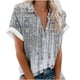 thumbnail image 2 of Fiudx Ofertas Flash Del Día Solo En Línea Blusa Casual de Solapa para Mujer con Estampado de Manga Corta y Botones, 2 of 5