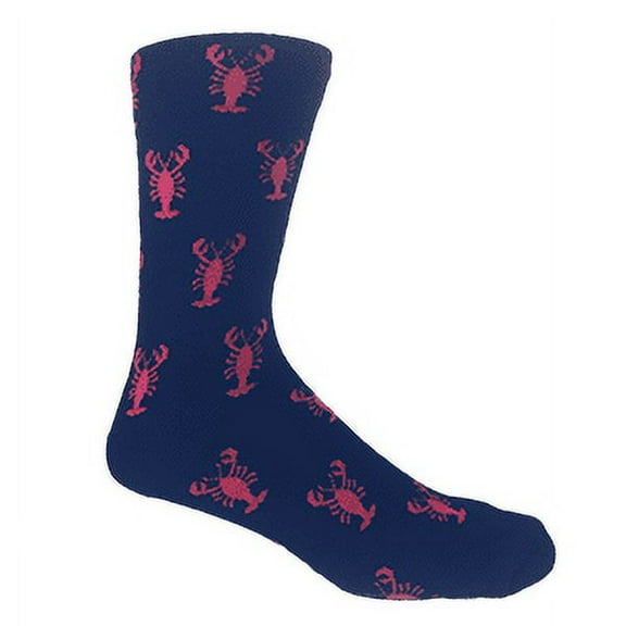 MOXY Socks Blue with Pink Lovely Lobsters Woven Dress Crew Socks
