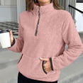 thumbnail image 4 of Womens Quarter Zip Pullover Sherpa Fleece Sweatshirt Oversized Zip Up Half Zip Seater Cozy Fuzzy Outerwear Pocket, 4 of 6