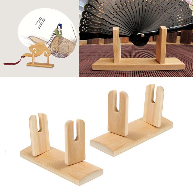 2x Soporte de Exhibición de Ventilador de Bambú para Ventiladores Plegables Antiguos Hogar Natural Salvador Soporte de exhibición de ventilador de bambú