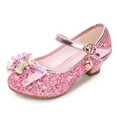thumbnail image 2 of YLYL Girls Dress Wedding Party Shoes Glitter Sequins Low Heel Mary Jane Princess Shoes, 2 of 5