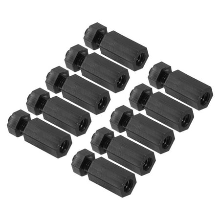 

Uxcell M3 Nylon Hex Standoff Screws Nuts 100 Pack PCB Male Female Threaded Kit for Motherboards(10mm+6mm Black)