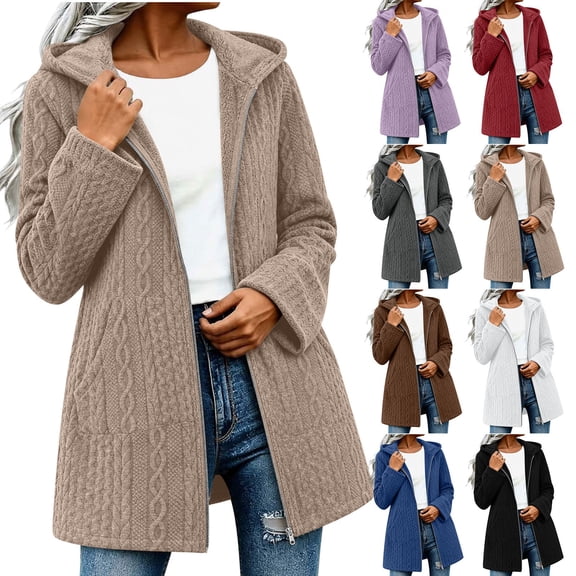 yillto Womens Fleece Jackets Full Zip up Sherpa Fuzzy Warm Coats Baggy Hooded Jacket for Fall Winter