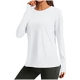 thumbnail image 3 of ZUKMRJPC Women's Workout Shirts Long Sleeve Quick Dry Crewneck Solid Color T Shirts Casual Comfy Running Yoga Gym Athletic Tops, 3 of 8