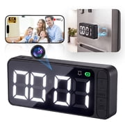 Alarm Camera Clock 4K WiFi Indoor Security Camera, Remote View & Alerts, 1080P Night Vision, 10–15H Battery, Motion Detection, Digital Clock with Dual Alarms, Magnetic Mount for Home & Office