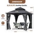 thumbnail image 2 of 8.5 X 8.5FT Hardtop Gazebo, Galvanized Steel Double Roof Gazebo with Nettings and Curtain Outdoor Aluminum Frame Vertical Stripes Roof Permanent for Patio, Backyard, Lawns, 2 of 6