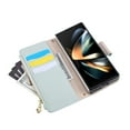 thumbnail image 2 of Wallet Case for Samsung Galaxy Z Fold 4 with Card Holder PU Leather Magnetic Clasp Zipper Pocket Crossbody Phone Case with Wrist Strap Shoulder Strap Fit for Samsung Galaxy Z Fold 4, Cyan, 2 of 12