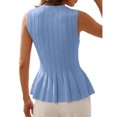 thumbnail image 2 of Women Summer Sweater Vest Slim Fit Ribbed Knit Round Neck Shirt, 2 of 4