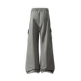 thumbnail image 5 of Iyufng Men's Drawstring Elastic Waist Casual Wide Leg Outdoor Cargo Pants with Button Flap Pocket, 5 of 7