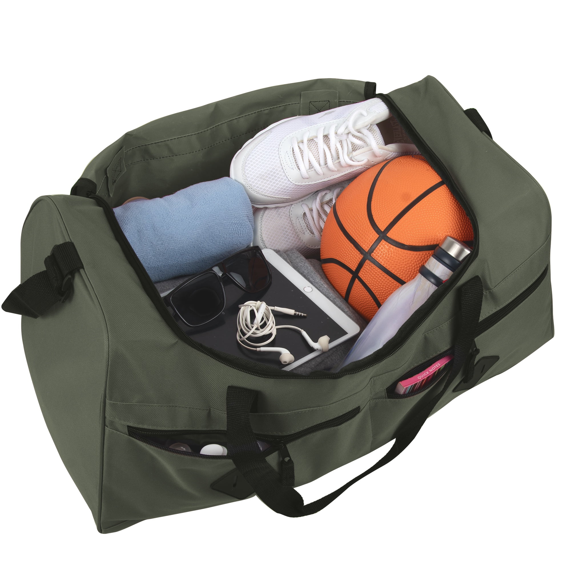 Bulk Multi Pocket Duffle Bags by the Case 24 Pack Wholesale Duffels for the Gym, as Sports Bag, for Homeless Men, Women, and Travel