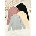 thumbnail image 2 of Mikrdoo 4-Pack Rib Knit Girls Tops - Long Sleeve Solid Color Mock Neck Shirts - Gray/Apricot/Pale pinkish pink, 2 of 10