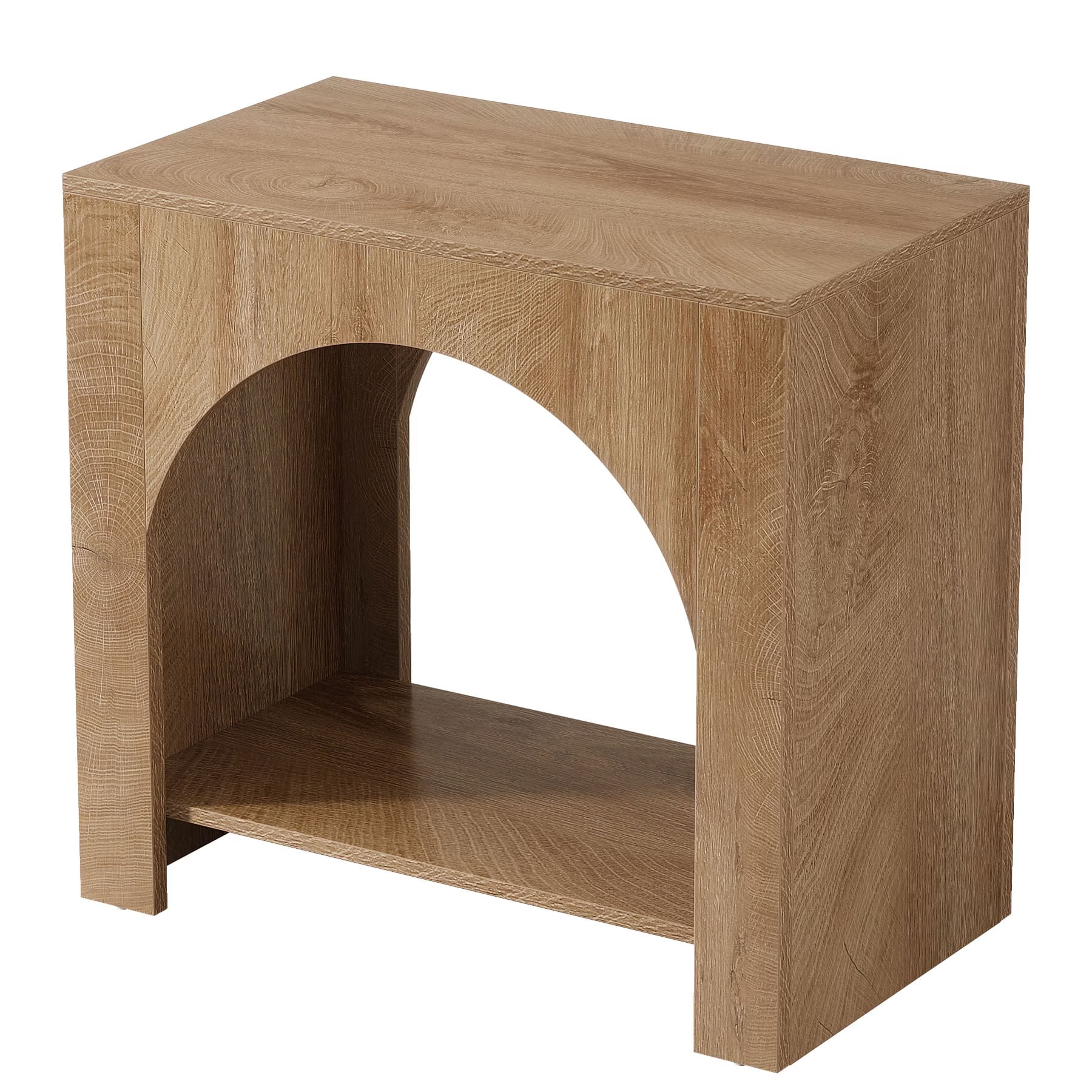 MAYEERTY 2-Tier End Table, Modern Wooden Side Table with Arched Open Shelf, for Living Room, Bedroom, Small Spaces