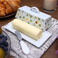 thumbnail image 2 of Butter Dish With Lid, Butter Dish With Lid For Countertop, French Butter Dish For Cafeteria Kitchen Countertop Without Knife-Four Leaf Clover-19x9x7.5cm, 2 of 6