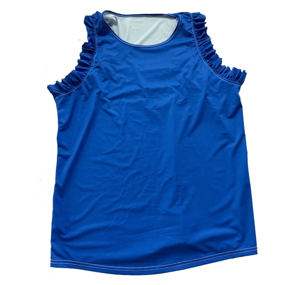 JIAYUE Womens Summer Workout Tank Top Fashion Crew Neck Ruffle Versatile Solid Color Sleeveless Loose Fit Athletic Vest For Running Gym And Daily Wear