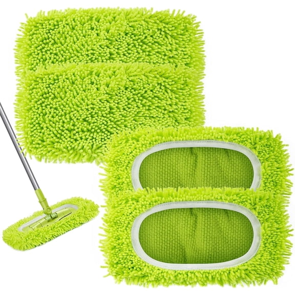Saburrnity Reusable Microfiber Mop Pads 4 Pack Compatible with Sweeper Mop(Mop is not Included)