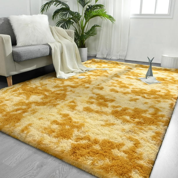 Alfombra FlyDoIt de peluche naranja teñida con corbata, 152 x 244 cm