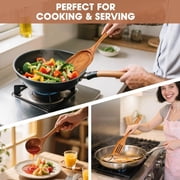 VUOHOEG 9 PCS Wooden Spoons for Cooking with Wide Utensil Heads, Teak Wooden Utensils Set