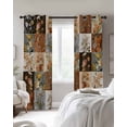 thumbnail image 4 of Floral Patchwork Blackout Curtains for Bedroom Living Room Darkening Curtains 54 Inch Long Vintage Country Geometric Flower Short Curtain for Small Window Treatment Insulated Grommet Drapes 52"x54"x2, 4 of 9