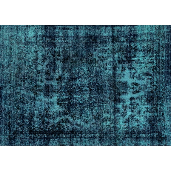 Ahgly Company Indoor Rectangle Persian Turquoise Blue Bohemian Area Rugs, 7' x 10'