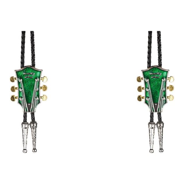 Qarigey Moda Country Música Guitarra Western Cowboy Rodeo Bolo Tie Tie bola 2piezas Verde
