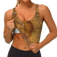 thumbnail image 4 of Lsque Vintage Map Printed Women'S Sports Bra, Compression, Moisture Wicking, High-Impact Sports Bra For Women,Supportive sports bra-Small, 4 of 9