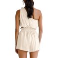 thumbnail image 4 of One Shoulder Women 2 Piece Outfits Crop Tops & Elastic Waist Shorts Pants, 4 of 5