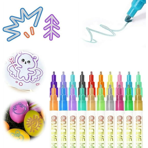 Xihbxyly Juego de Marcadores Navideños, Rotuladores de Doble Trazo, 20 Colores Vibrantes, Resaltador para Diseño de Tarjetas Diy, Perfecto para Manualidades, Arte de Tela con Vidrio de Roca, Diversió