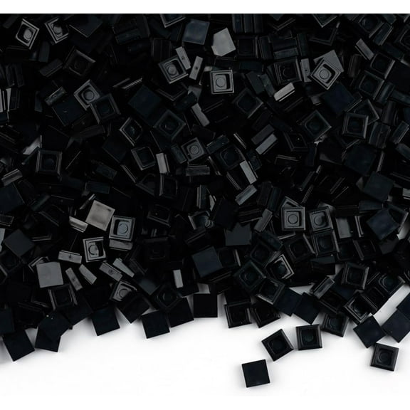 Classic Building Blocks 1×1 Square Tiles: Dots 1500pcs Flat Bricks Parts and Pieces, Smooth Plate Pixel Art Mosaic Bulk Lot Black