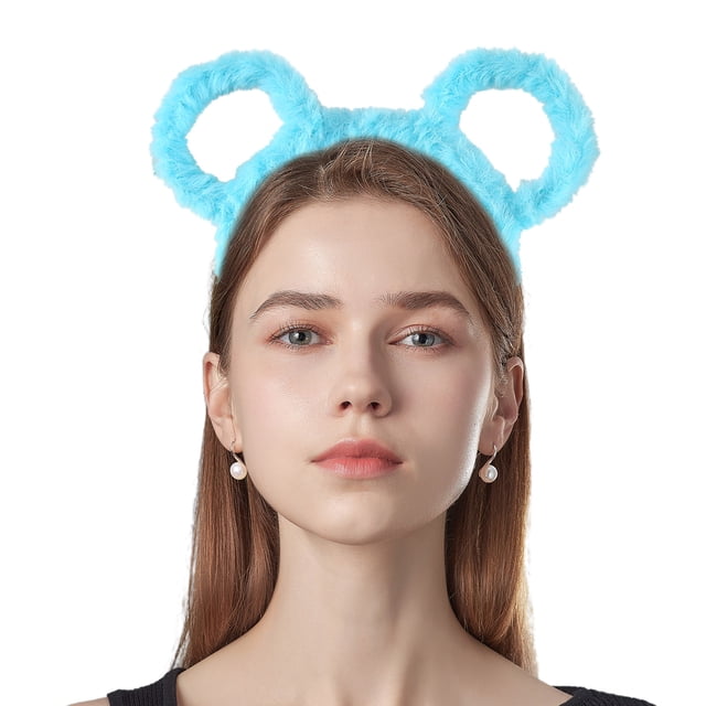 Fiudx Diadema con Orejas de Oso, Bandana Elástica de Felpa, Corona de Metal Ligera para El Cabello, Maquillaje Facial para Lavar El Cabello, Uso Diario para Mujeres, Regalo para Fiestas Navideñas, Aj
