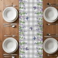 thumbnail image 4 of Table Runner 72 Inches Long for Kitchen Dining, Spring Purple Flowers Dresser Scarf Farmhouse, Dining Table Decorations for Wedding/Parties, Farmhouse Leaves Fences Gray Plaid 14 x 72 In, 4 of 8