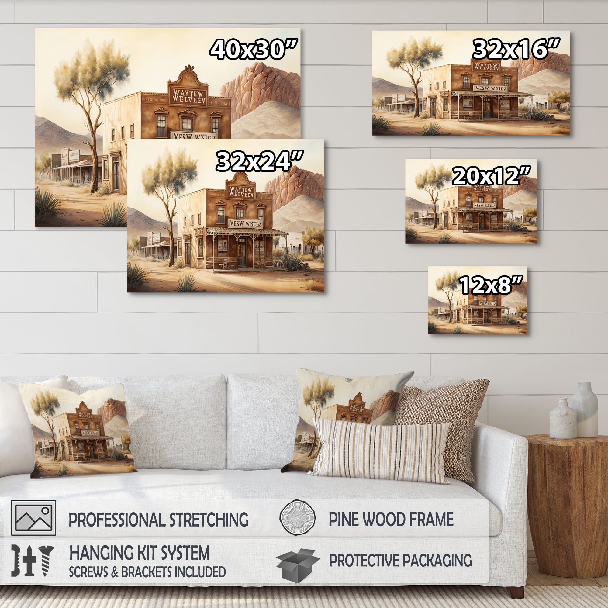 Designart Arizona Wild West Town IV Canvas Wall Art
