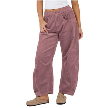 GigrtiJin Women's Corduroy Palazzo Pants Lounge High-Waisted Wide Leg Pants Solid Color Comfy Loose Trouser with Pockets