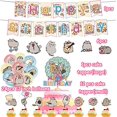 thumbnail image 2 of 50 pieces of cat party decorations, birthday party supplies set, including happy birthday banners, cupcake tops, balloons, children's party supplies, 2 of 4