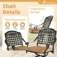 thumbnail image 6 of 9-Piece Patio Furniture Dining Set, Cast Aluminum Outdoor Conversation Set- 61" Round Patio Dining Table with Detachable Lazy Susan & 8 Cushioned Swivel Rocker Chair, 2" Umbrella Hole, Khaki, 6 of 8