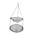 thumbnail image 2 of Comedero para pájaros al aire libre, bebedero colgante para pájaros, plato de doble capa, baño para pájaros para jardín Gris, 2 of 8