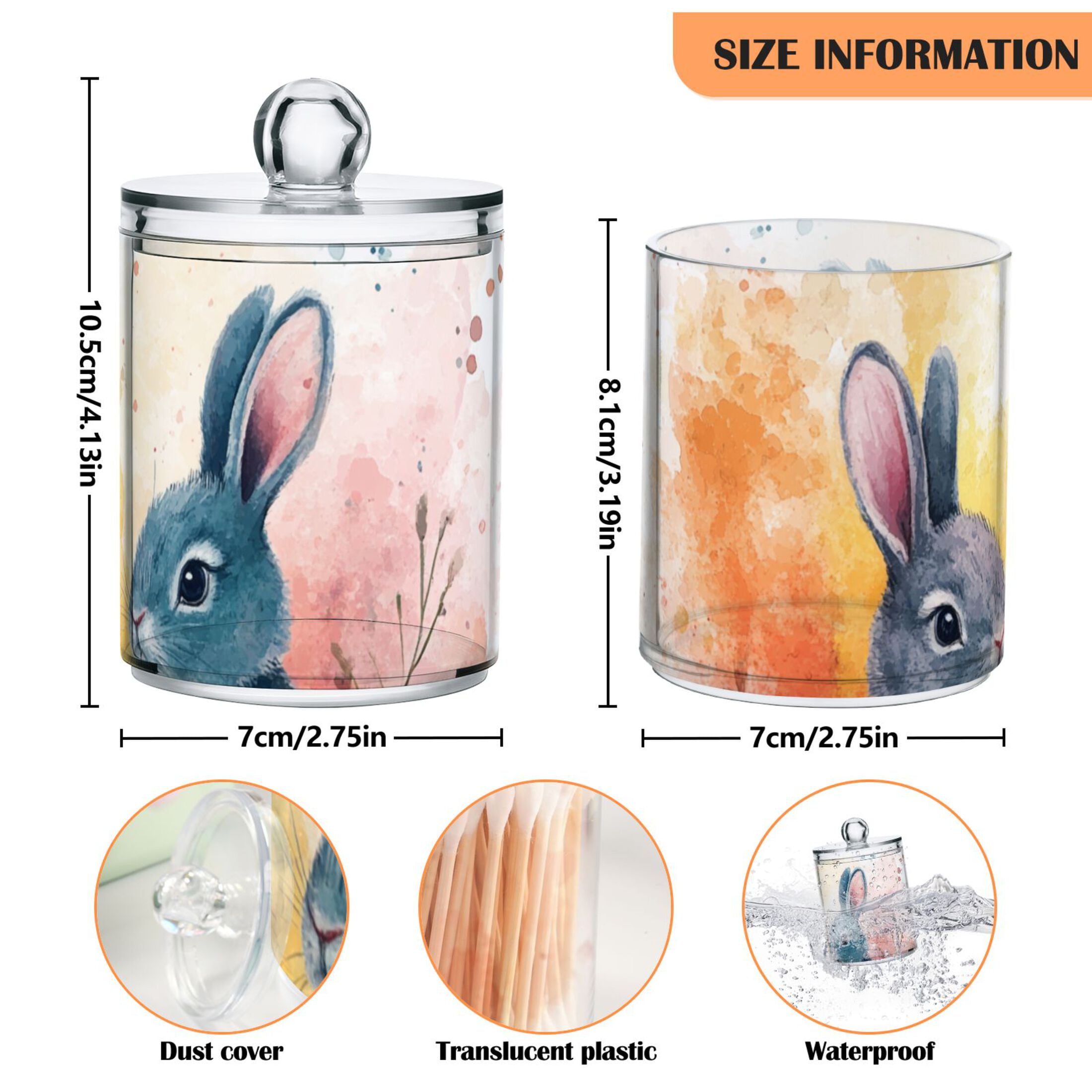 Ckdifva Easter Eggs Bunnies Leaves Storage Jar with Lid Acrylic Organization Storage Containers Set of 4