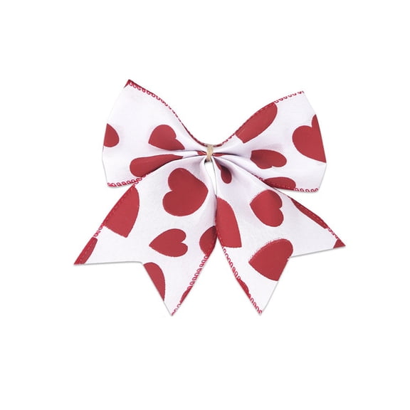 NIUBWJL 2Pcs Red Heart Printed Burlap Bows Decoration Bow for Gift Wrapping Party Holiday Basket Ornaments(Valentine)