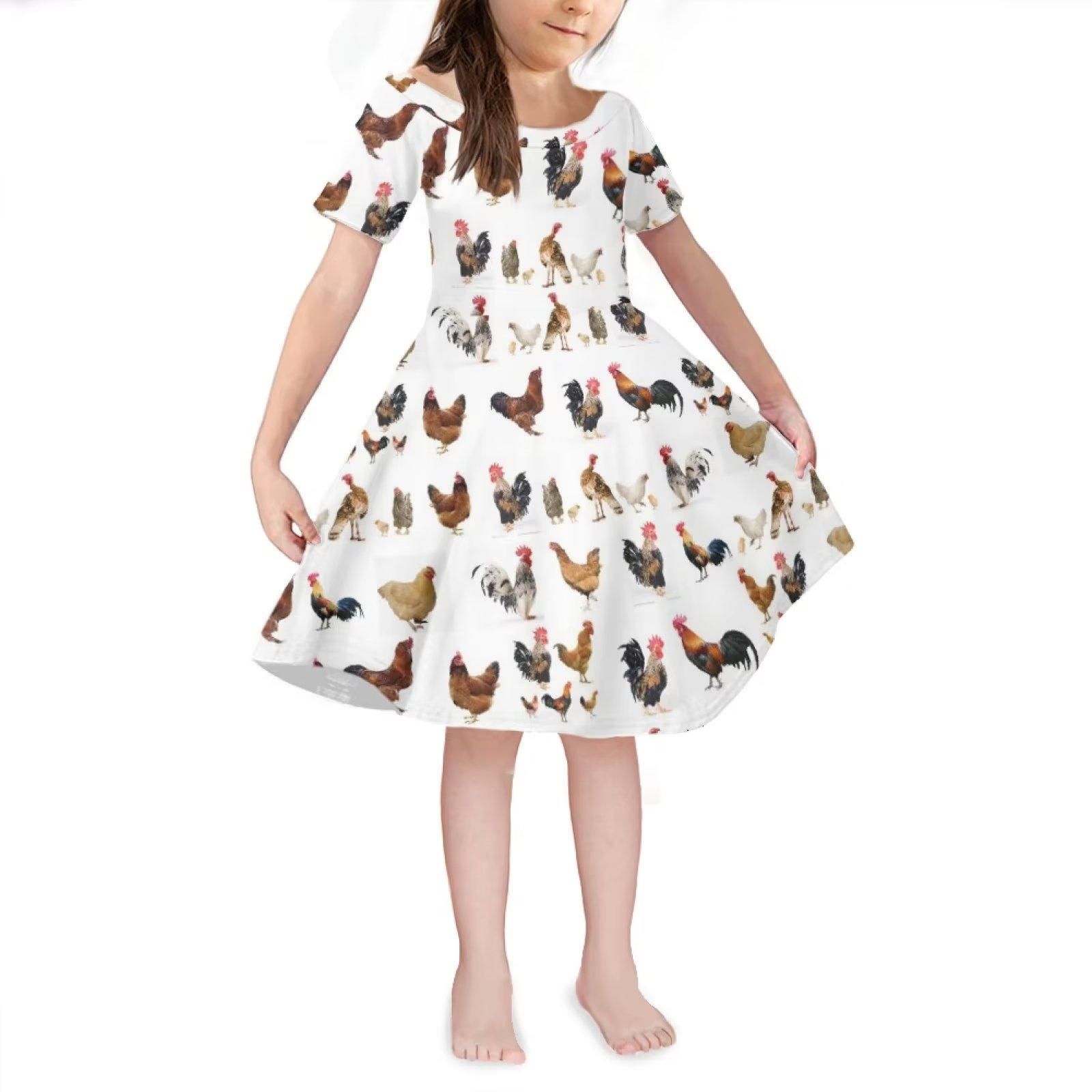 FKELYI Chicken Pattern Girls Dresses Breathable Shopping Little Girls