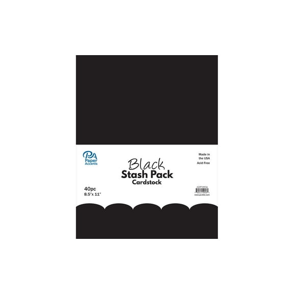 Paper Accents Stash Pack Cardstock 8.5"x 11" Black 40pc