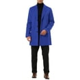 thumbnail image 2 of Unique Bargains Men's Slim Fit Notched Lapel Single Breasted Mid Length Overcoat L Blue, 2 of 6