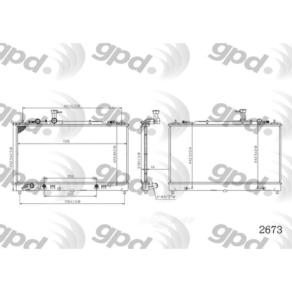 Global Parts Distributors 2673C Radiator Fits select: 2003-2008 MAZDA 6