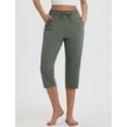 thumbnail image 2 of BALEAF Womens Yoga Capri Pants with Zipper Pockets Summer Drawstring Capris Joggers Lounge Crop 19" Green M, 2 of 7