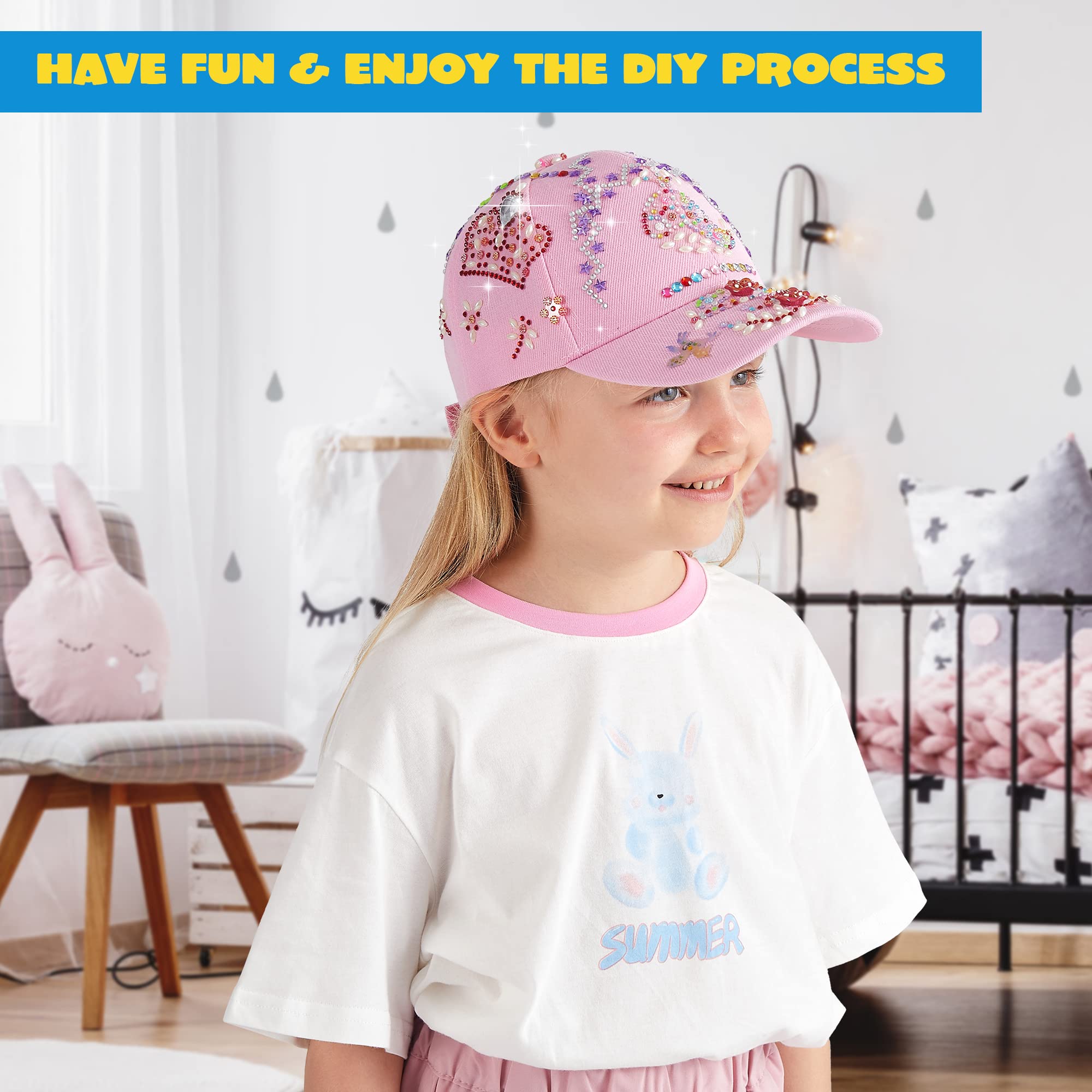 Joyfy Pink Baseball Art on Cap Set, Gem & Glitter Craft photo 6