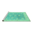 thumbnail image 2 of Ahgly Company Machine Washable Indoor Round Oriental Turquoise Blue Traditional Area Rugs, 6' Round, 2 of 4